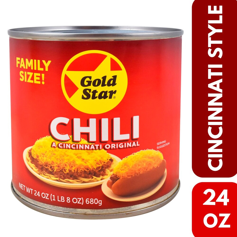 slide 5 of 5, Gold Star Canned Chili, 24 oz