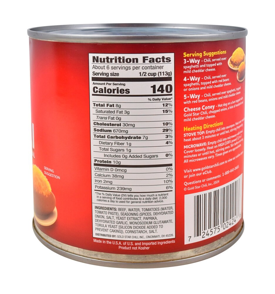 slide 2 of 5, Gold Star Canned Chili, 24 oz