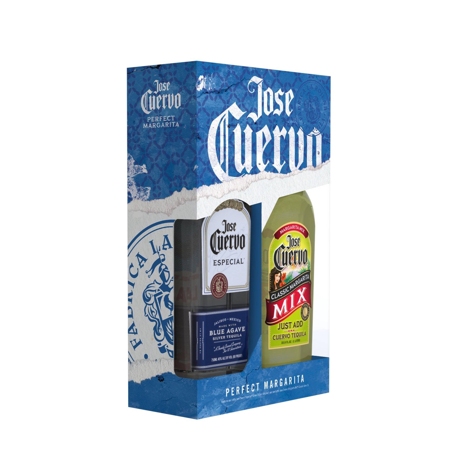 slide 1 of 1, Jose Cuervo Tequila Silver Gift Set Bottle with Margarita Mix, 750 ml