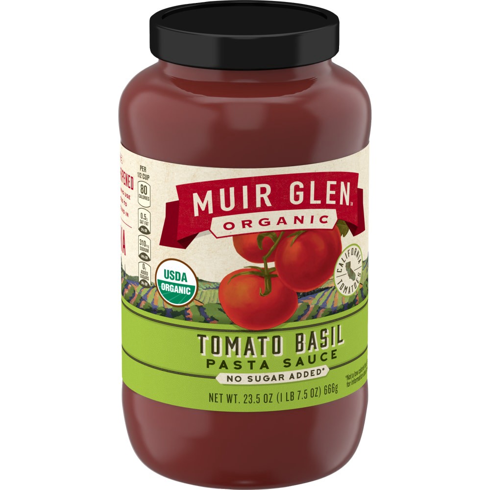slide 4 of 6, Muir Glen Tomato Basil Pasta Sauce, No Sugar Added, 23.5 oz., 23.50 oz