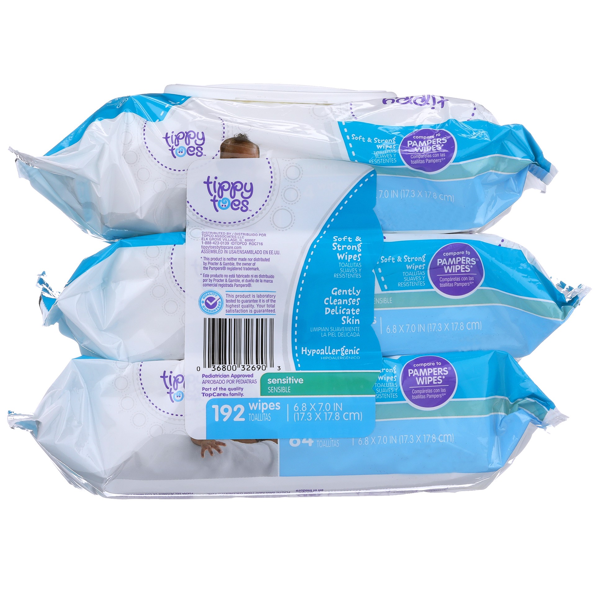 slide 5 of 6, Tippy Toes Tippy Bby Wipe Sens 3Pk, 3 ct