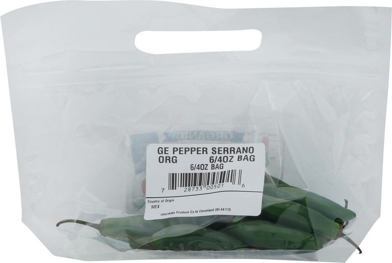 slide 2 of 4, Interstate Produce Organic Hot Serrano 6 - 4 oz Bags, 5 ct
