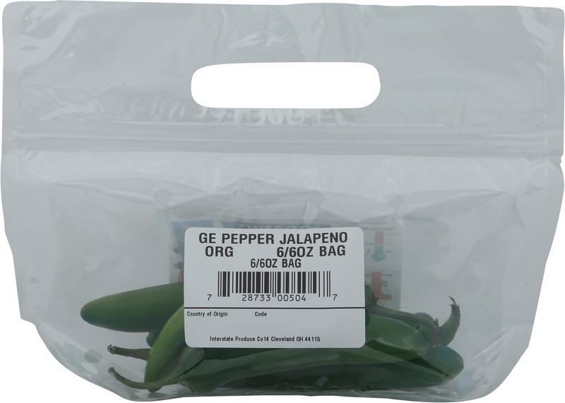 slide 3 of 4, Interstate Produce Organic Jalapeno Pepper 6 - 6 oz Bags, 6 ct