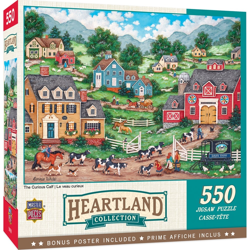 slide 1 of 1, Masterpieces Heartland Collection The Curious Calf Puzzle, 550 ct