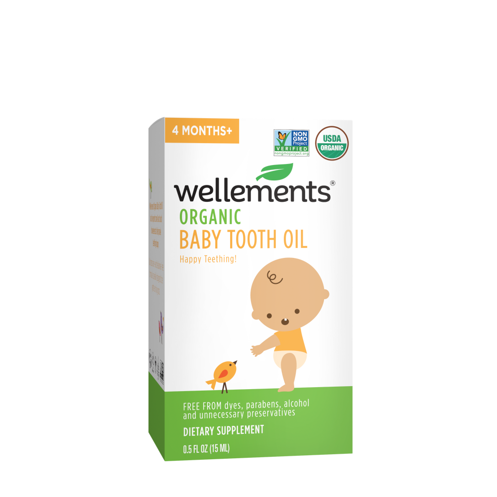 slide 2 of 3, Wellements Organic Baby Tooth Oil, 0.5 fl oz