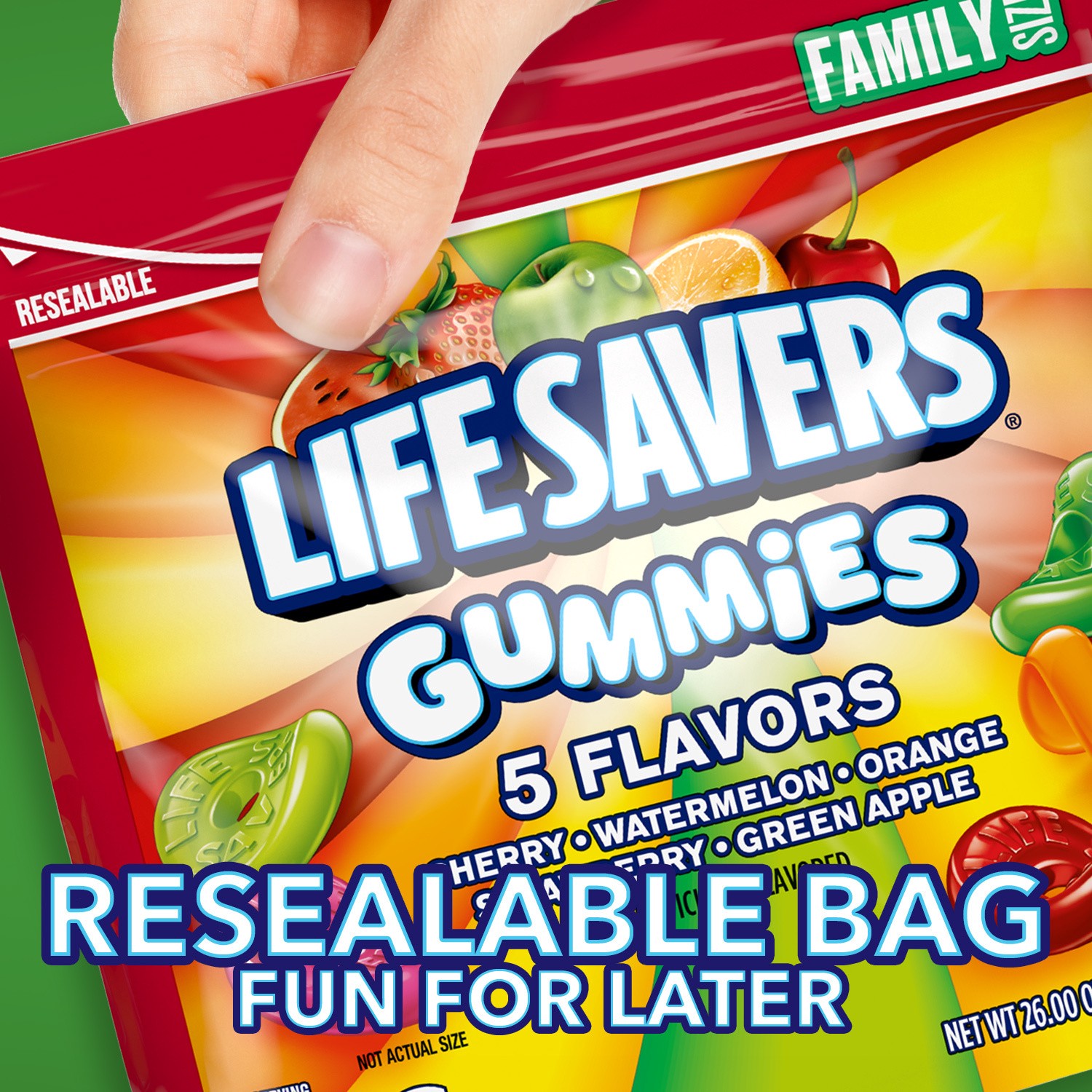 slide 8 of 8, LIFE SAVERS Gummy Candy, 5 Flavors, Family Size, 26 oz Bag, 26 oz