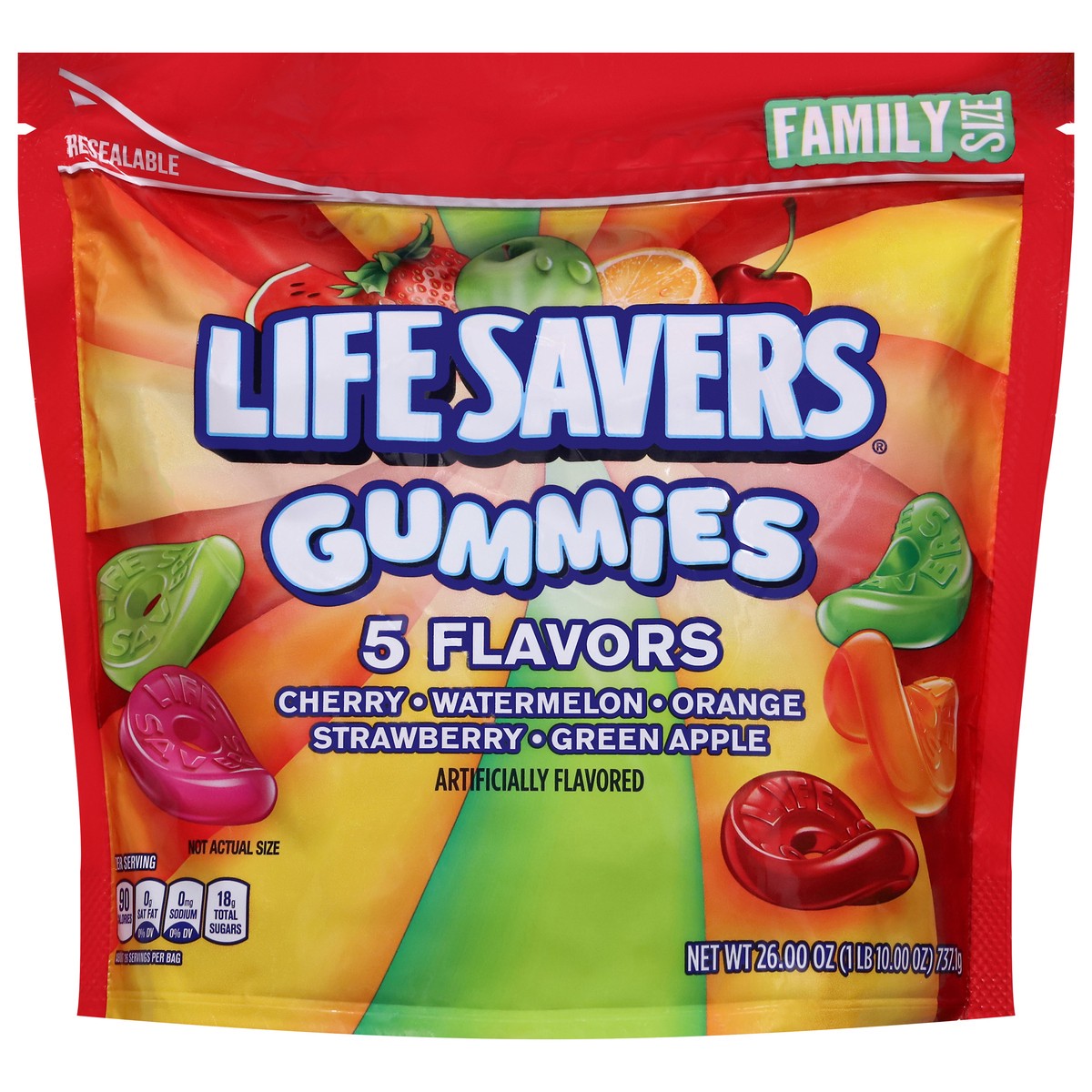 slide 1 of 8, LIFE SAVERS Gummies 5 Flavors Candy, 26-Ounce Family Size Bag, 26 oz