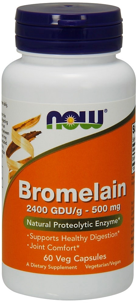 slide 1 of 1, Now Naturals Bromelain 500Mg Vegetarian Capsules, 60 ct