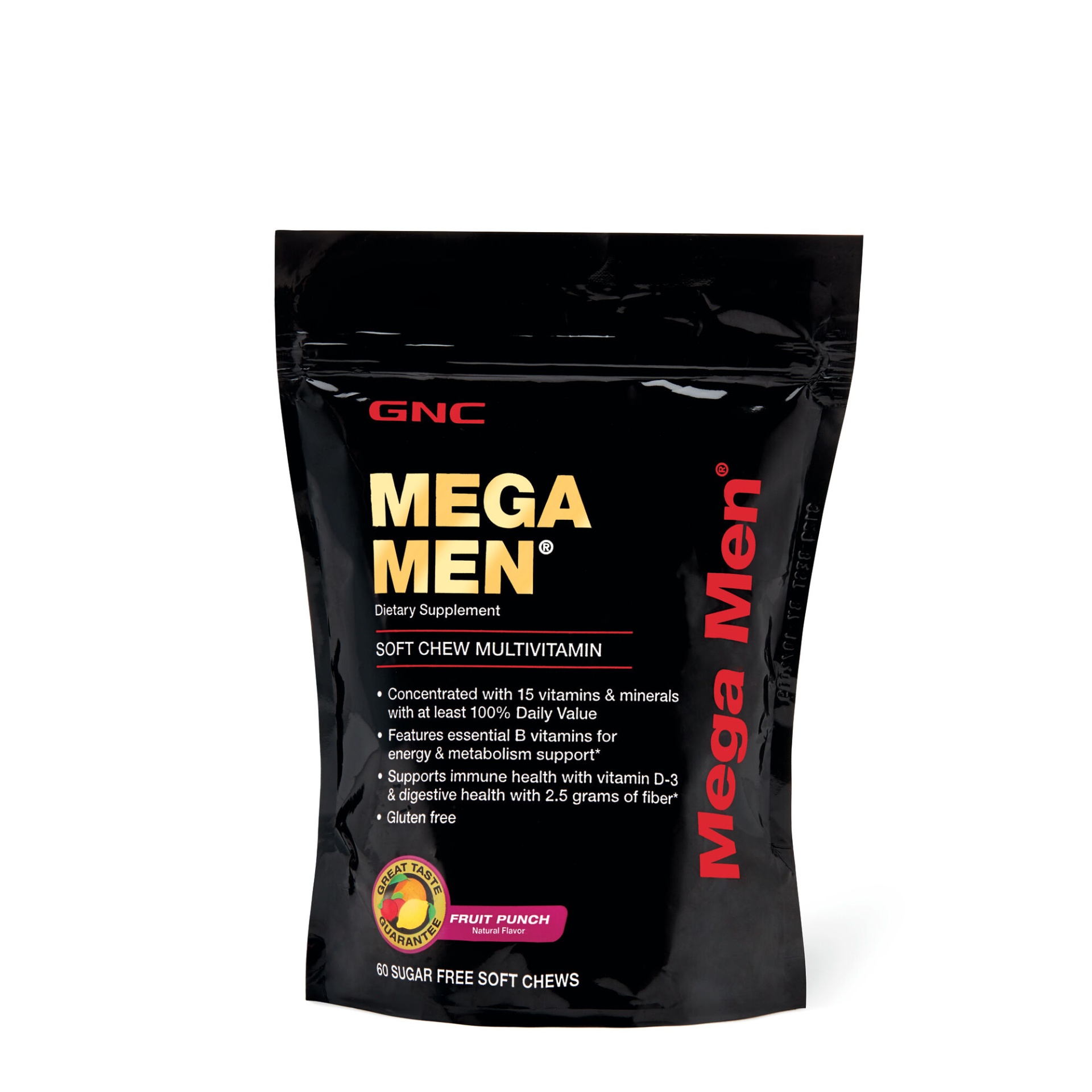 slide 1 of 1, GNC Mega Men Soft Chew Multivitamin - Fruit Punch, 60 ct