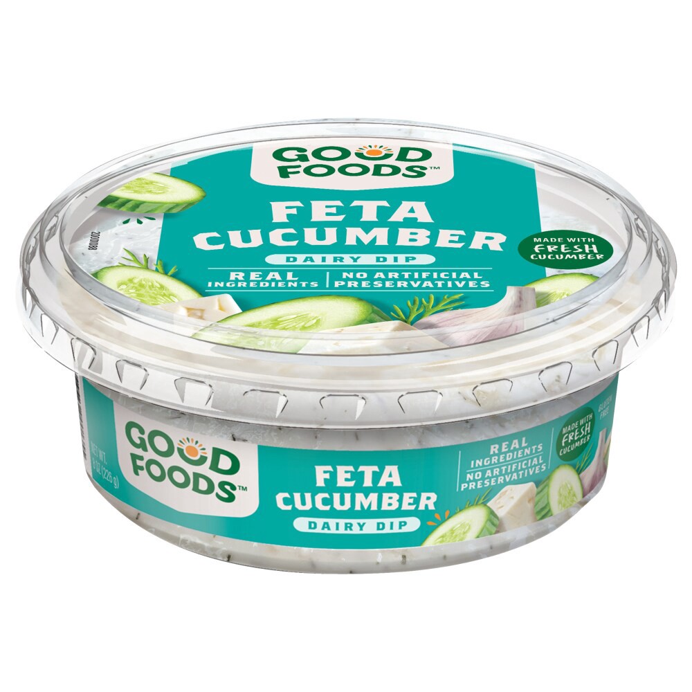 slide 2 of 2, Good Foods Feta Cucumber Tzatziki Dip 8 oz. Tub, 8 oz