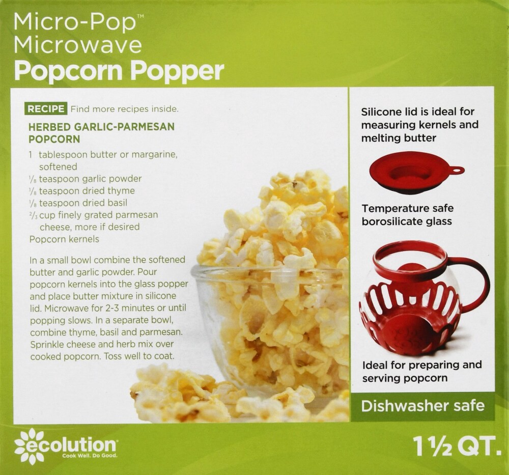slide 4 of 4, Ecolution Micro-Pop Microwave Popcorn Popper - Red, 1.5 qt