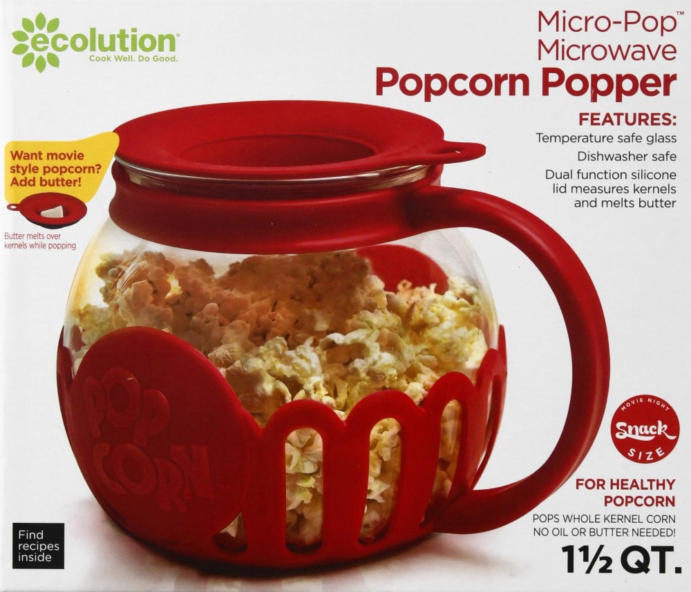 slide 3 of 4, Ecolution Micro-Pop Microwave Popcorn Popper - Red, 1.5 qt