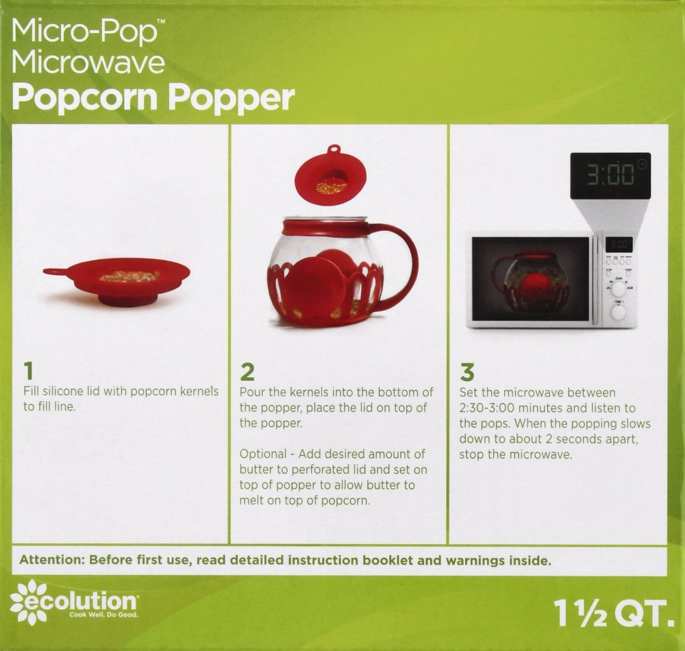 slide 2 of 4, Ecolution Micro-Pop Microwave Popcorn Popper - Red, 1.5 qt