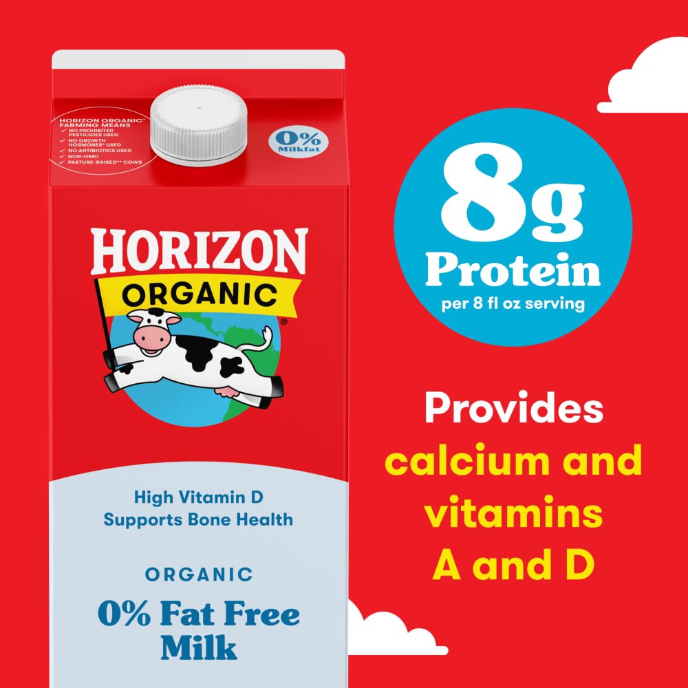 slide 3 of 6, Horizon Organic Organic 0% Fat Free Milk, 64 fl oz