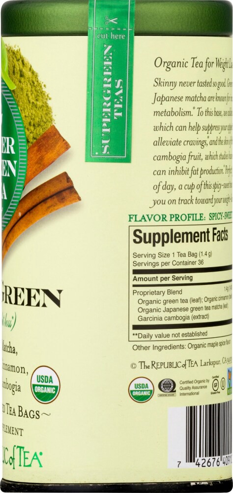 slide 3 of 3, The Republic Of Tea Lean Green Super Green Tea Bags - 36 ct, 36 ct