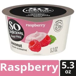 So Delicious Dairy Free Coconut Yogurt Alternative, Raspberry, Vegan, Gluten Free, Non-GMO, Creamy Plant Based Yogurt Alternative, 5.3 oz Container