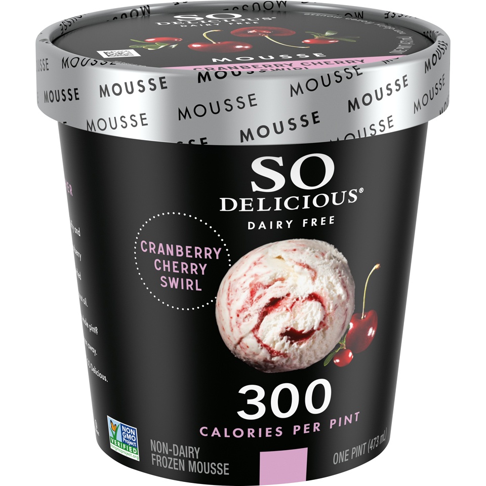 slide 2 of 8, So Delicious Dairy Free Frozen Mousse - Cranberry Cherry Swirl, 1 pint