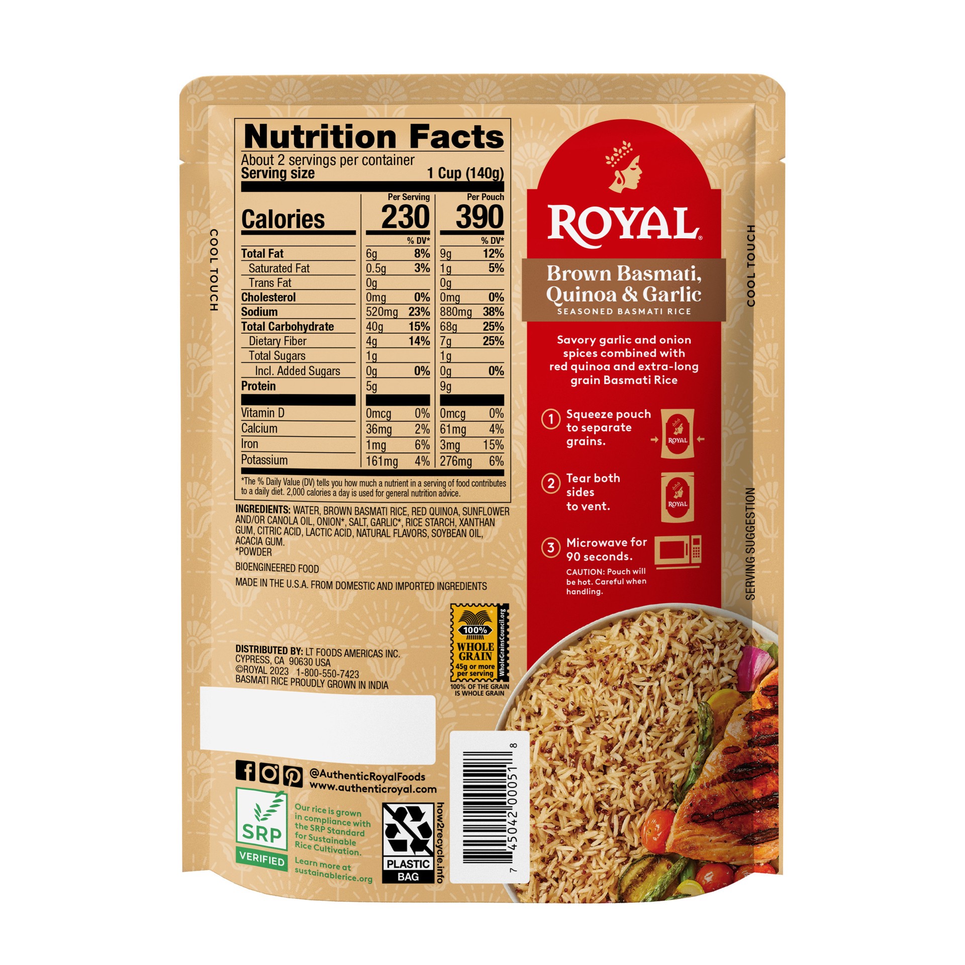 slide 5 of 5, Royal Seasoned Brown Basmati Quinoa & Garlic Basmati Rice 8.5 oz, 8.5 oz