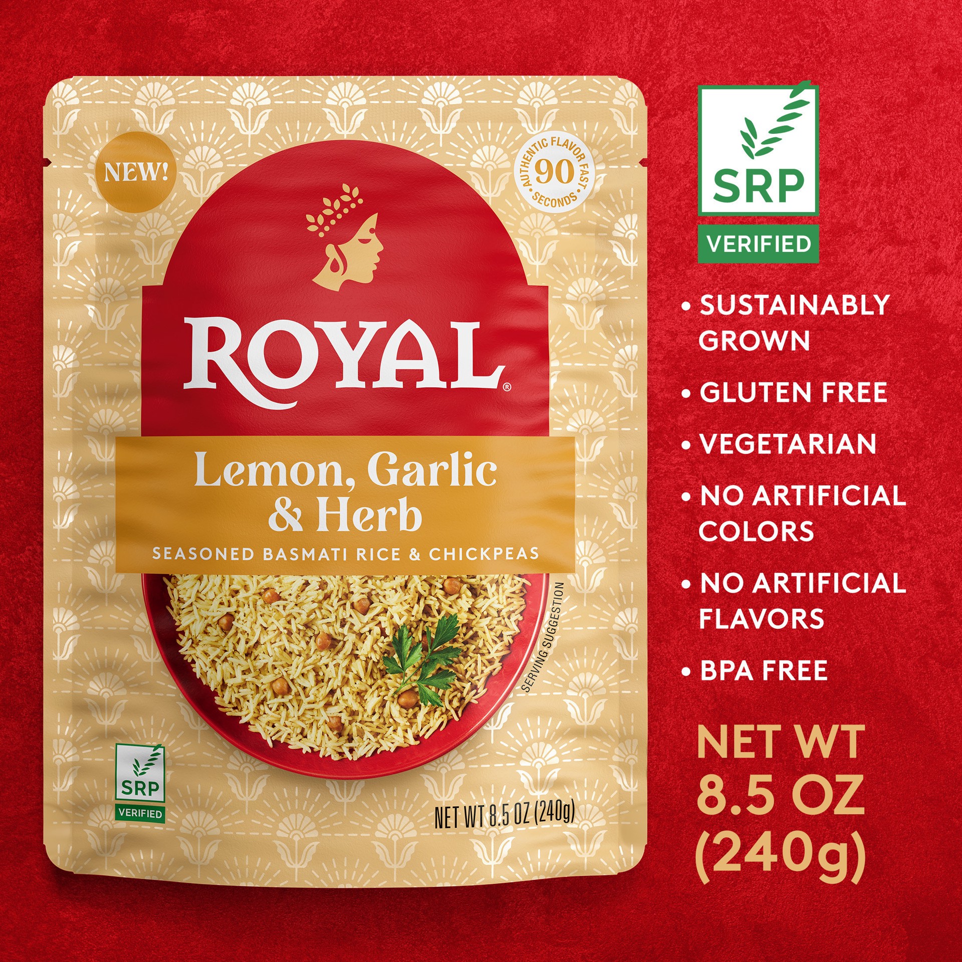 slide 3 of 5, Royal Lemon Garlic & Herb Basmati Rice 8.5 oz, 8.5 oz