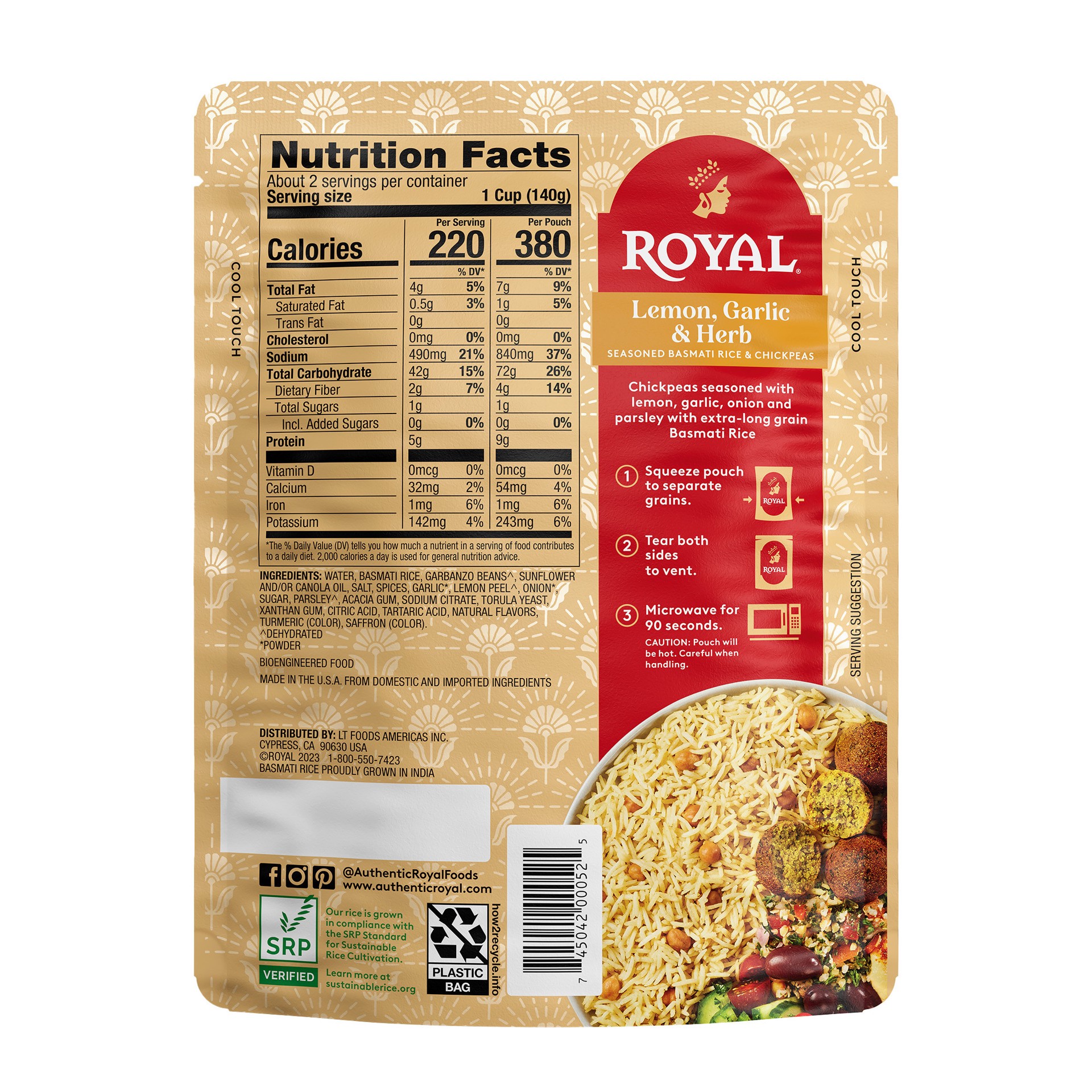 slide 4 of 5, Royal Lemon Garlic & Herb Basmati Rice 8.5 oz, 8.5 oz