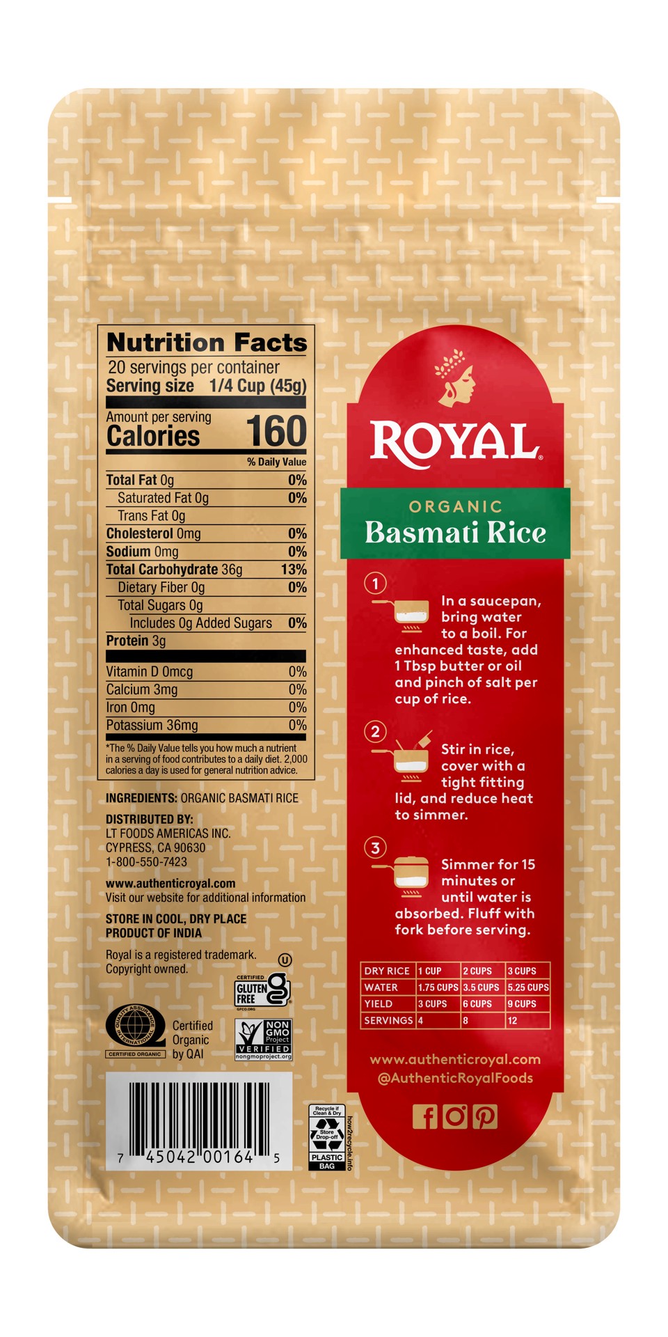 slide 4 of 5, Royal Organic Basmati, 32 oz