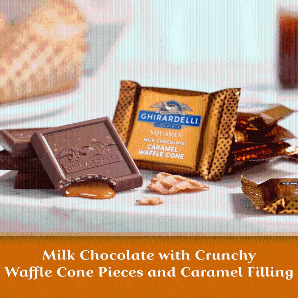 slide 6 of 6, GHIRARDELLI Milk Chocolate Caramel Waffle Cone Squares, 5.2 oz Bag, 5.2 oz