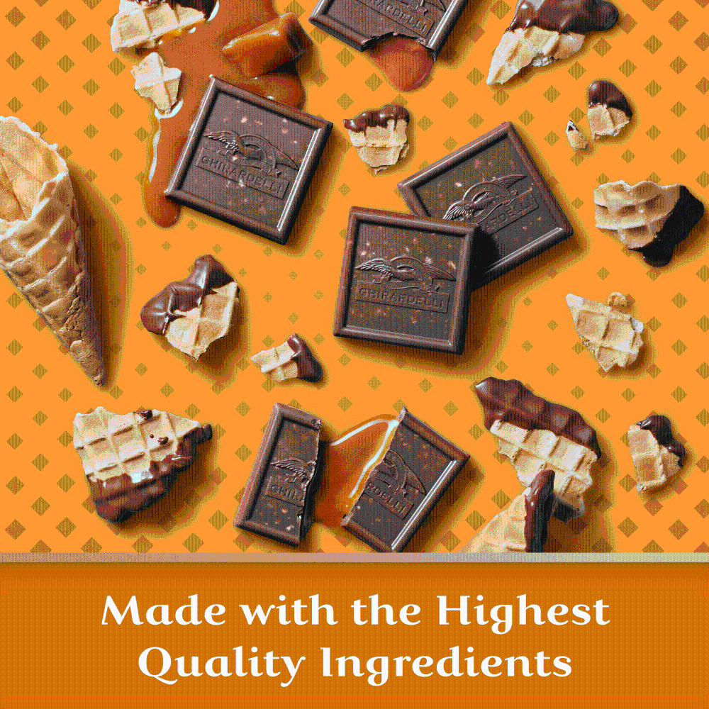 slide 4 of 6, GHIRARDELLI Milk Chocolate Caramel Waffle Cone Squares, 5.2 oz Bag, 5.2 oz