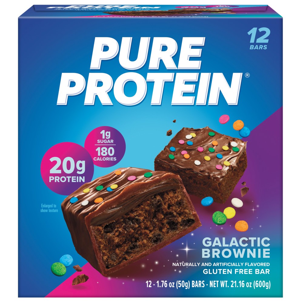 slide 3 of 5, Pure Protein Galactic Brownie Gluten Free Bar, 12 ct; 1.76 oz