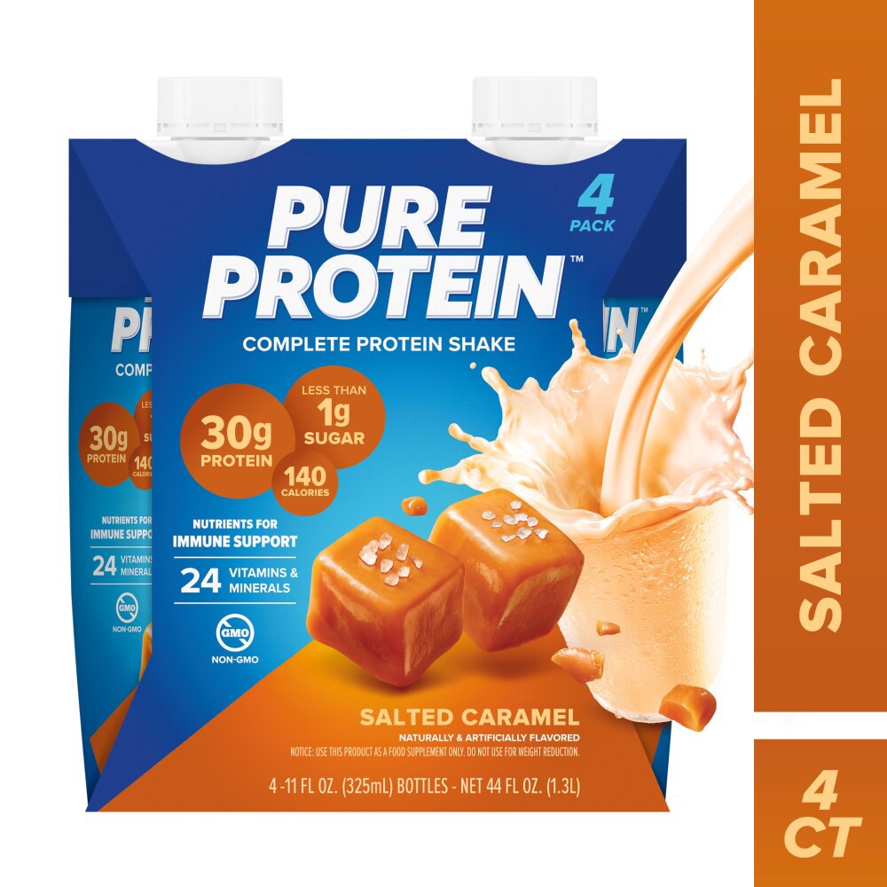slide 2 of 6, Pure Protein Shake, Salted Caramel Protein, 4 ct