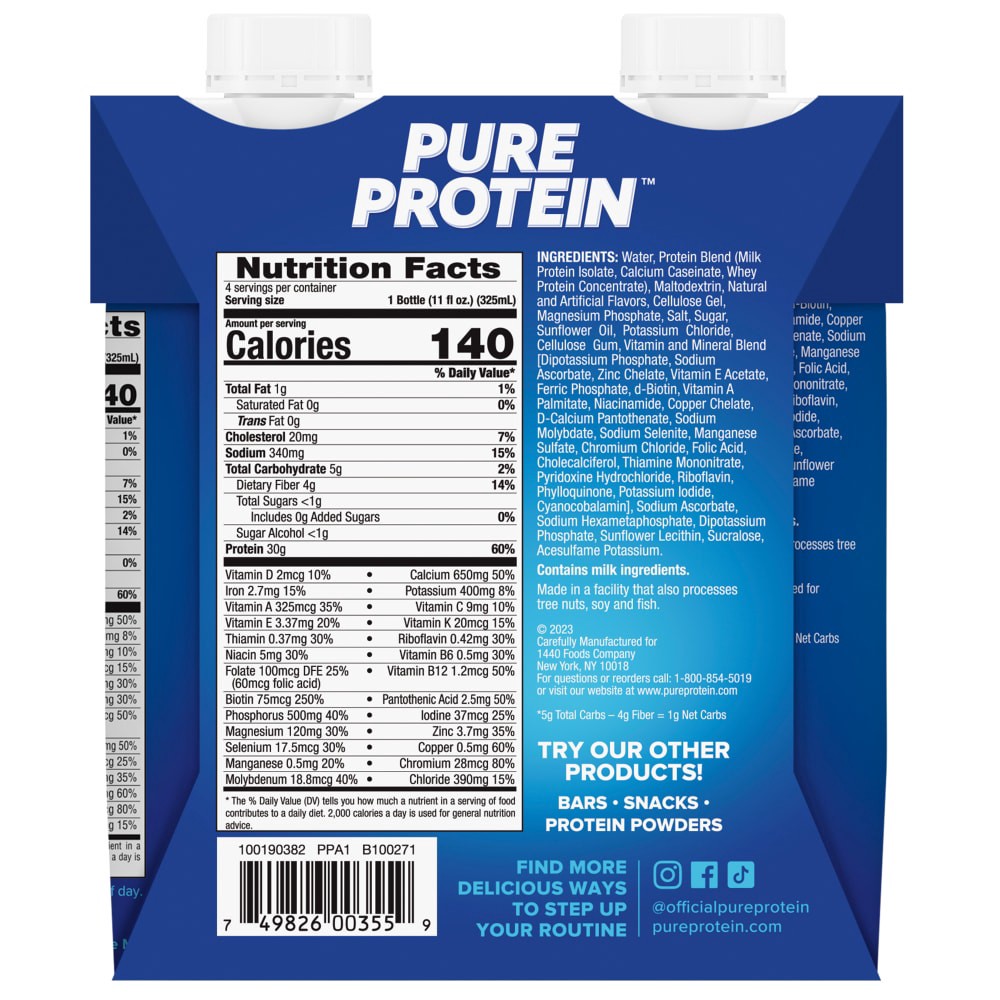 slide 4 of 6, Pure Protein Shake, Salted Caramel Protein, 4 ct