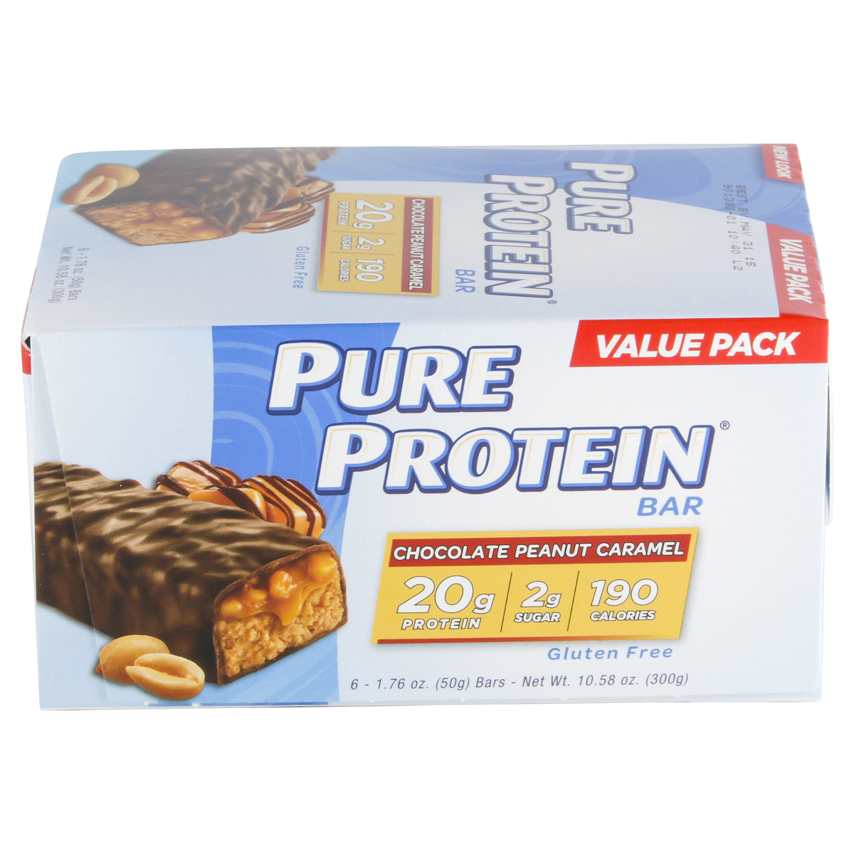 slide 3 of 3, Pure Protein Chocolate Peanut Caramel Protein Bars, 20g Protein, 1.76 oz, 6 Count, 6 ct