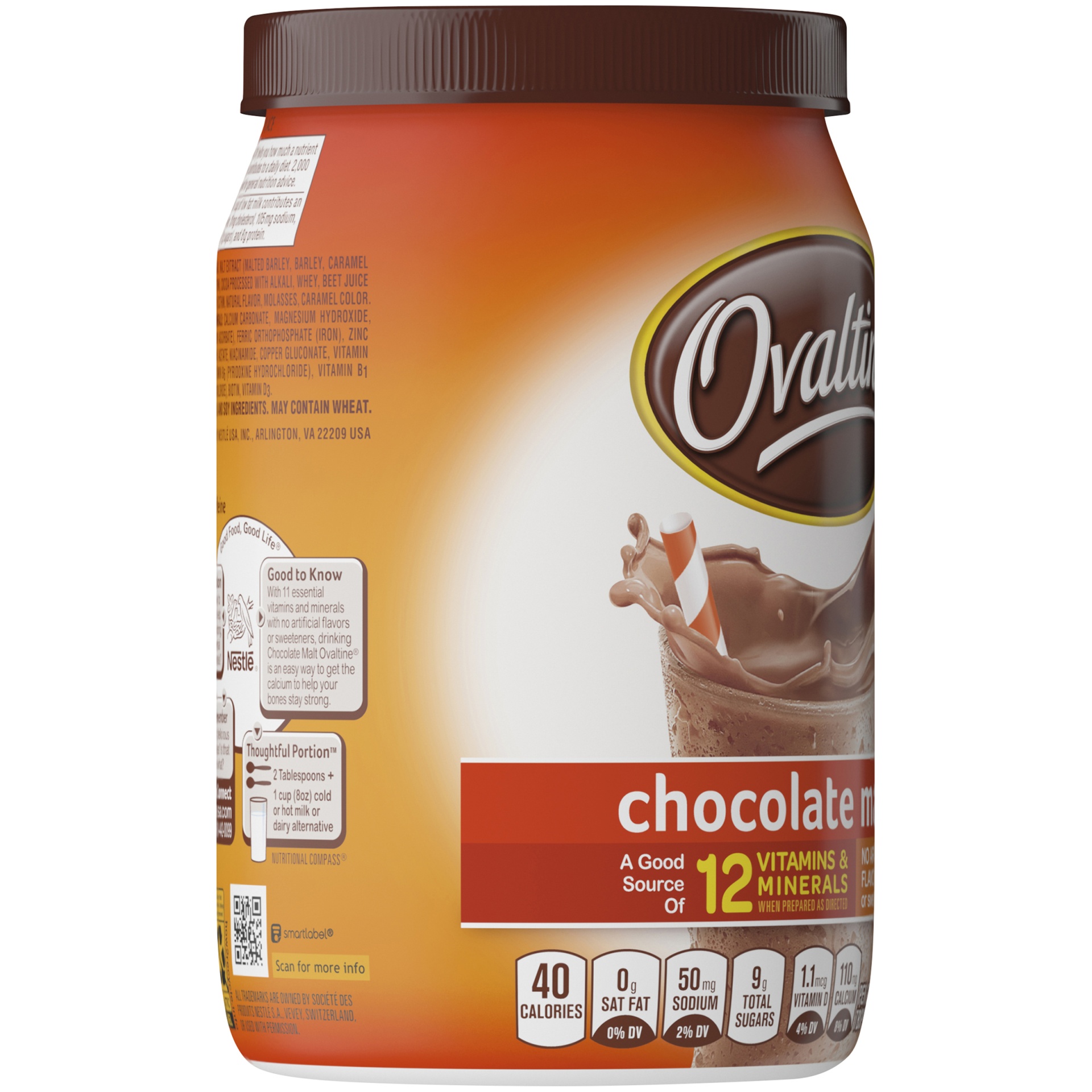 slide 6 of 7, Ovaltine Chocolate Malt Powdered Drink Mix for Hot and Cold Milk Canister - 12 oz, 12 oz