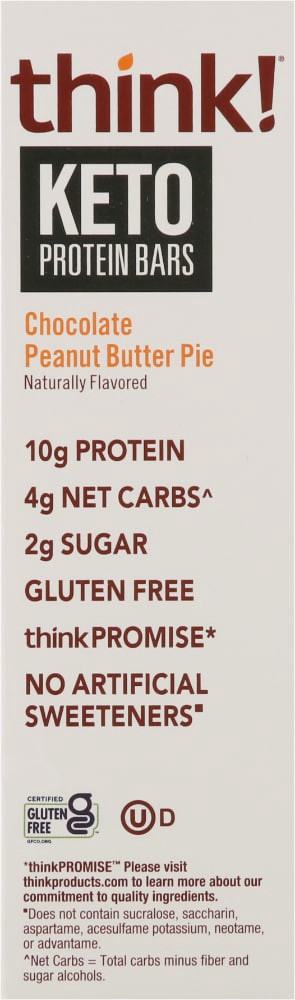 slide 4 of 5, thinkThin think! Keto Protein Chocolate Peanut Butter Bars - 5ct, 5 ct