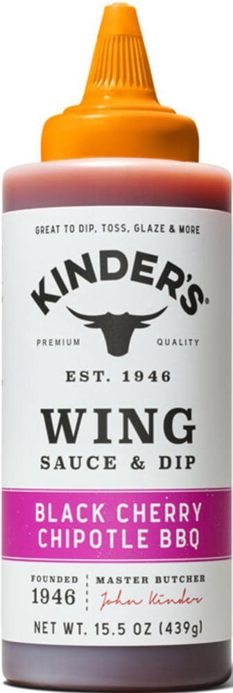 slide 2 of 4, Kinder's Black Cherry Chipotle BBQ Wing Sauce & Dip 15.5 oz, 15.5 oz