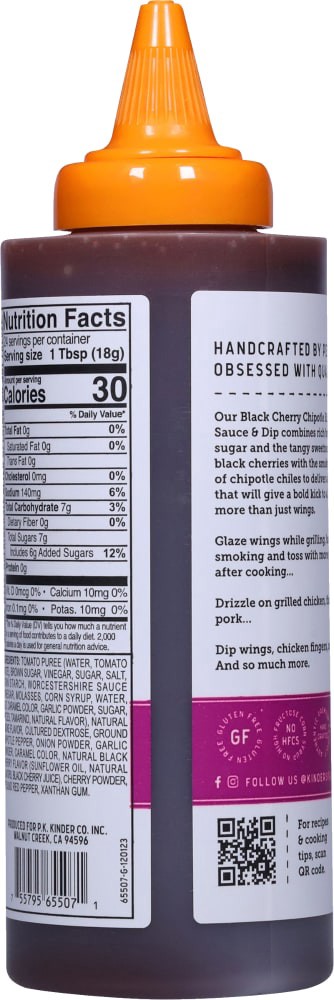 slide 4 of 4, Kinder's Black Cherry Chipotle BBQ Wing Sauce & Dip 15.5 oz, 15.5 oz