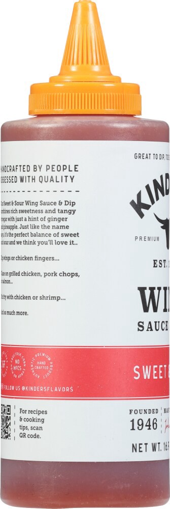 slide 4 of 4, Kinder's Sweet & Sour Wing Sauce & Dip, 16.9 oz