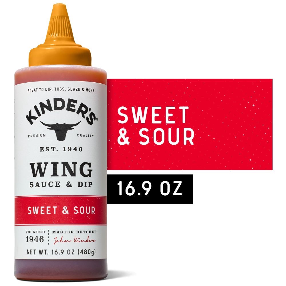 slide 2 of 5, Kinder's Sweet & Sour Wing Sauce & Dip, 16.9 oz