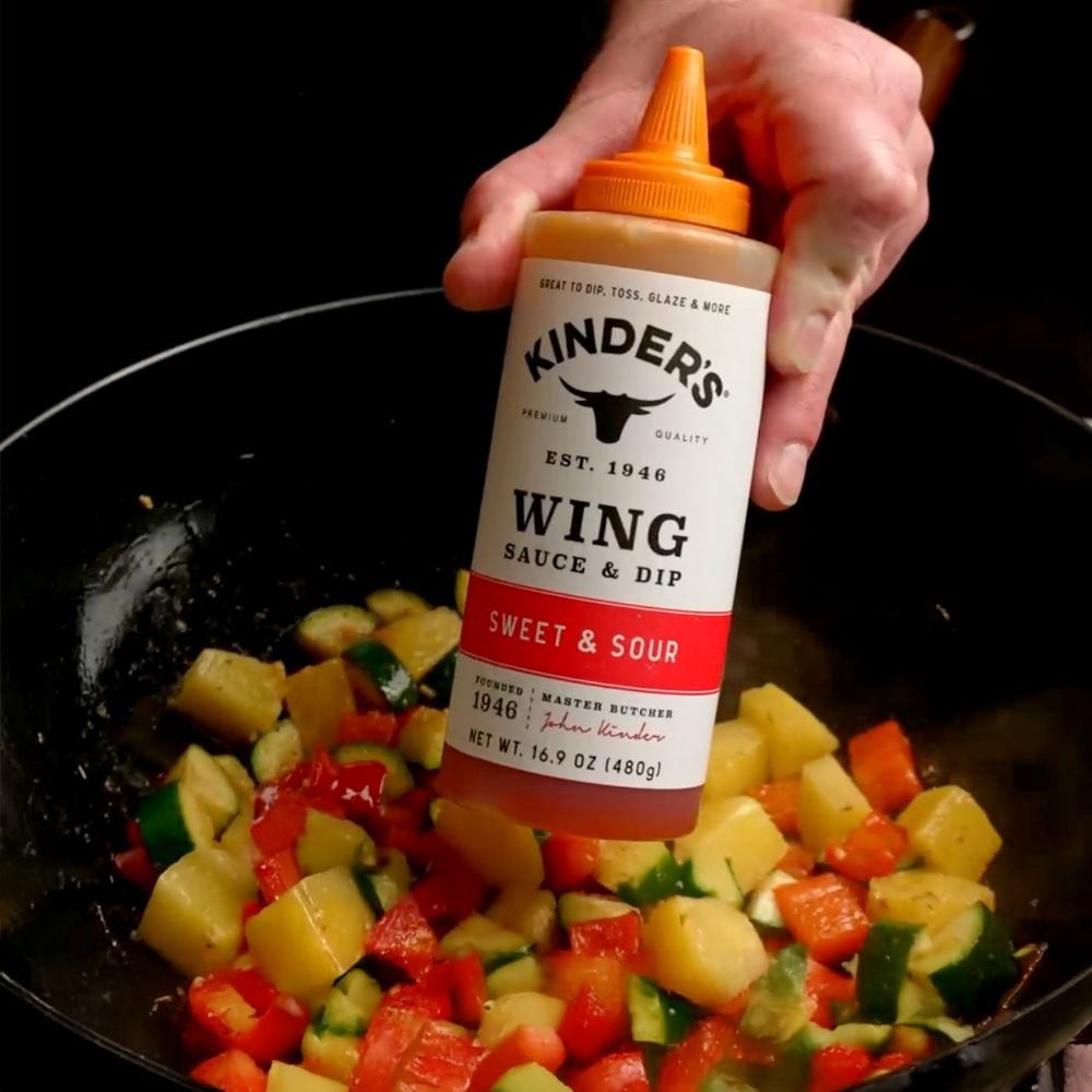 slide 5 of 5, Kinder's Sweet & Sour Wing Sauce & Dip, 16.9 oz