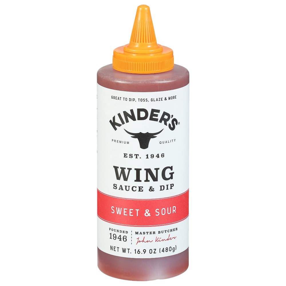 slide 3 of 4, Kinder's Sweet & Sour Wing Sauce & Dip, 16.9 oz