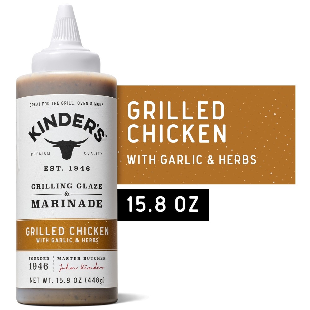 slide 2 of 5, Kinder's® Grilled Chicken Marinade, 12.5 oz