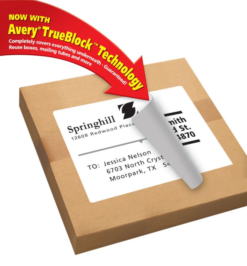 slide 5 of 8, Avery 08165, Shipping Labels with Ultrahold Ad & TrueBlock, Inkjet, 8 1/2 x 11, White, 25 ct