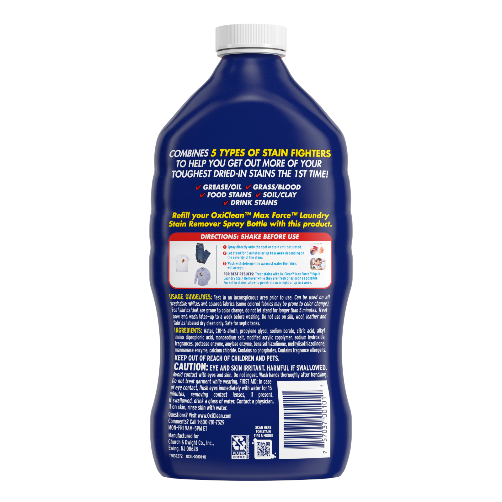 slide 2 of 5, OxiClean MaxForce Laundry Stain Remover Refill, 48 fl oz