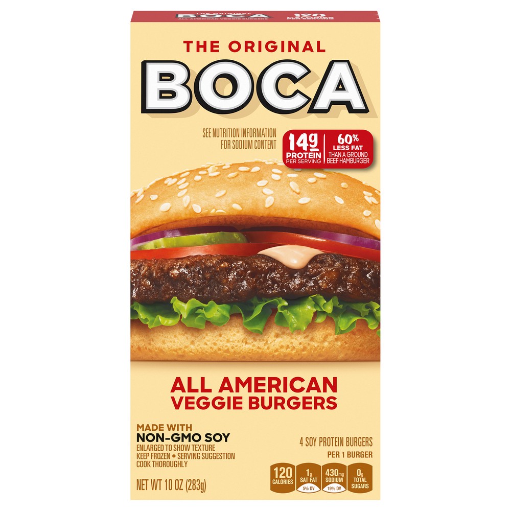 slide 1 of 1, BOCA All American Flame Grilled Burgers, 10 oz