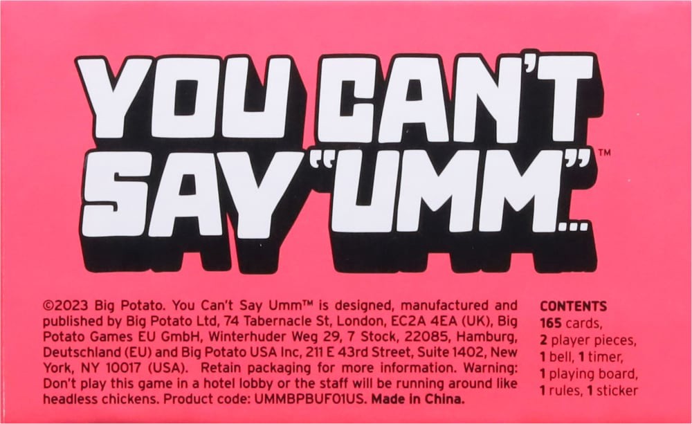 slide 4 of 4, Big Potato Games 4 - 10 Players You Can't Say Umm 1 ea, 1 ct