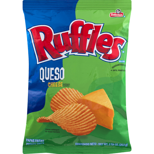 slide 4 of 9, Ruffles Queso Cheese Potato Chips, 2.625 oz