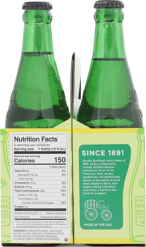 slide 4 of 5, Boylan Bottling 100% Pure Cane Sugar Lemon Lime Soda 4 - 12 fl oz Bottles, 4 ct