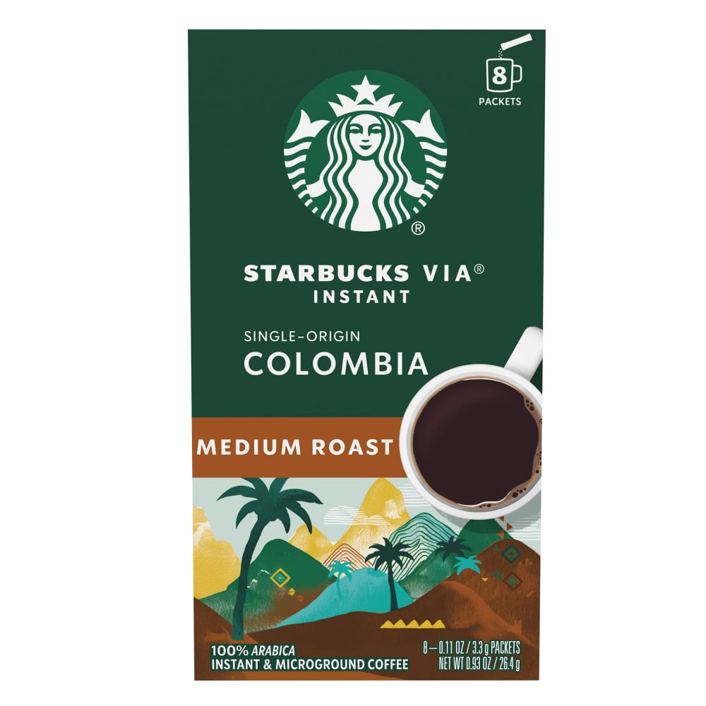 slide 5 of 6, Starbucks Via Instant Colombia Medium Roast Instant Coffee Packets, 8 ct, 8 ct