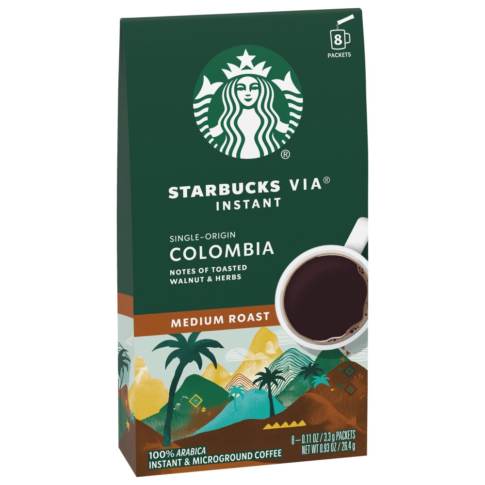 slide 4 of 6, Starbucks Via Instant Colombia Medium Roast Instant Coffee Packets, 8 ct, 8 ct