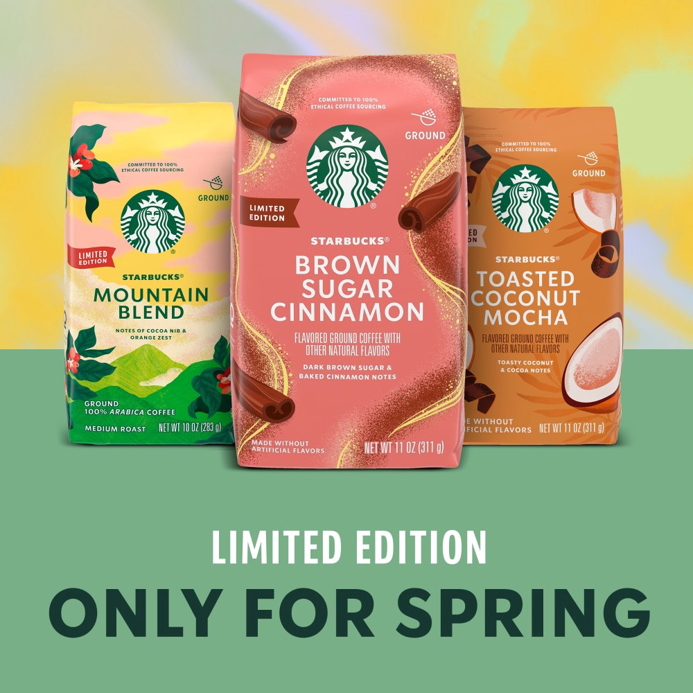 slide 3 of 6, Starbucks Ground Coffee, Medium Light Roast Coffee, Mountain Blend, 100% Arabica, Limited Edition, 1 Bag (10 Oz), 10 oz