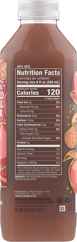slide 3 of 5, Evolution Fresh Organic Spiced Apple Cider 32oz, 32 fl oz